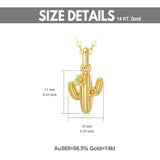 14k 18k Yellow Gold Cactus Pendant Necklace as Gifts for Women