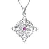 Witches Knot Necklace Sterling Silver Witches Knot Pendant Necklace Celtic Cross Witch Jewelry Witches Knot Amulet Gifts for Women Girls