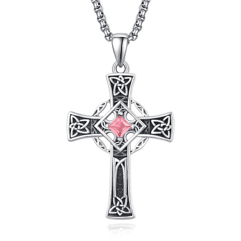 925 Sterling Silver Cross Necklace for Men  Amulet Necklace Protection Jewelry Religious Gifts with 2.5mm 22"+2" Rolo Chain