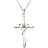 925 Sterling Silver Cross Necklace for Women Men CZ Birthstone Necklaces Gifts for Mother's Day Birthday