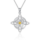 Witches Knot Necklace Sterling Silver Witches Knot Pendant Necklace Celtic Cross Witch Jewelry Witches Knot Amulet Gifts for Women Girls