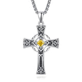 925 Sterling Silver Cross Necklace for Men  Amulet Necklace Protection Jewelry Religious Gifts with 2.5mm 22"+2" Rolo Chain