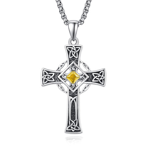 925 Sterling Silver Cross Necklace for Men  Amulet Necklace Protection Jewelry Religious Gifts with 2.5mm 22"+2" Rolo Chain