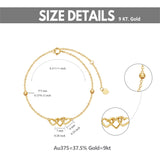 9K Real Gold Three Hearts Bracelets Jewelry Gifts For Women Girls