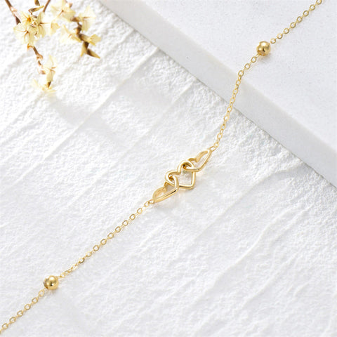 9K Real Gold Three Hearts Bracelets Jewelry Gifts For Women Girls