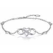 925 Sterling Silver Anklet for Women Infinity Heart Ankle Bracelet Love Charm Adjustable Gift for Women Girls