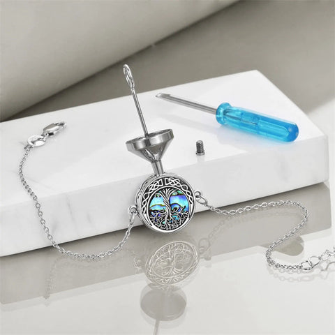 Tree of Life Urn Bracelet for Ashes 925 Sterling Silver Tree of Life Cremation Keepsake Pendant Locket Bracelet for Women Mom
