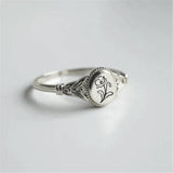 925 Sterling Silver Birth Flower Ring Vintage Flower Signet Ring