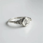 925 Sterling Silver Birth Flower Ring Vintage Flower Signet Ring