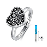 925 Sterling Silver Heart Celtic Tree of Life Cremation Urn Ring Holds Loved Ones Ashes Always in My Heart Urn Ring for Ashes for Women