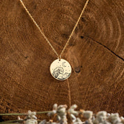 925 Sterling Silver Wave Moon Mountain Moon Necklace Nature Necklace Gift for Women Nature Lovers