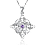 Witches Knot Necklace Sterling Silver Witches Knot Pendant Necklace Celtic Cross Witch Jewelry Witches Knot Amulet Gifts for Women Girls