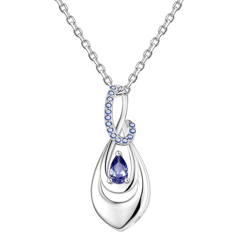 925 Sterling Silver Ash Necklace Crystal Teardrop CZ Keepsake Pendant Infinity Urn Necklace for Ashes Cremation Jewelry
