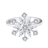 925 Sterling Silver CZ Snowflake Leverback Earrings Ring White/Blue Snowflake Jewelry