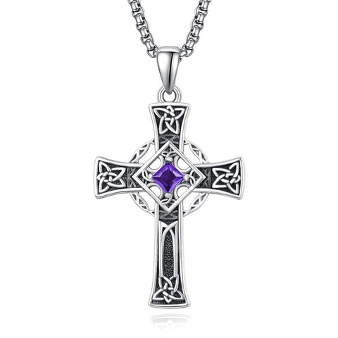 925 Sterling Silver Cross Necklace for Men  Amulet Necklace Protection Jewelry Religious Gifts with 2.5mm 22"+2" Rolo Chain