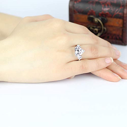 Women 925 Sterling Silver 6 Carats Heart Cut White Cubic Zirconia Cz Engagement Wedding Ring