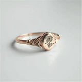 925 Sterling Silver Birth Flower Ring Vintage Flower Signet Ring