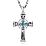 925 Sterling Silver Cross Necklace for Men  Amulet Necklace Protection Jewelry Religious Gifts with 2.5mm 22"+2" Rolo Chain