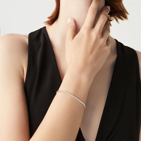 925 Sterling Silver Italian 3mm Snake Chain Bracelet for Women Men Teen Girls, Charm Bracelet