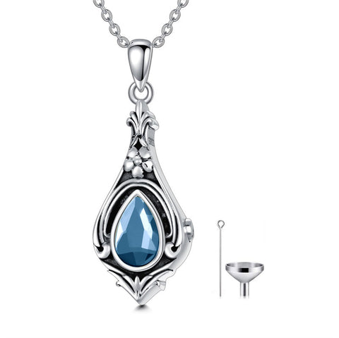 Urn Necklace for Ashes 925 Sterling Silver with Birthstone Cremation Jewelry Memorial Jewelry Funnel Filler