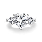 Women 925 Sterling Silver 6 Carats Heart Cut White Cubic Zirconia Cz Engagement Wedding Ring