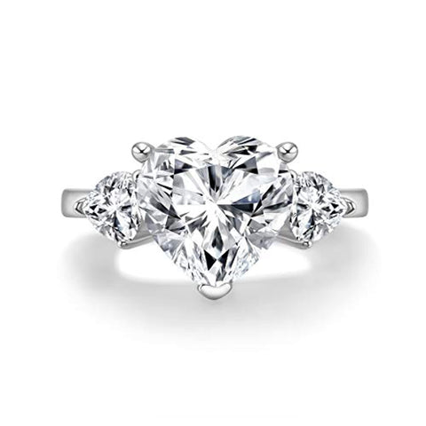 Women 925 Sterling Silver 6 Carats Heart Cut White Cubic Zirconia Cz Engagement Wedding Ring
