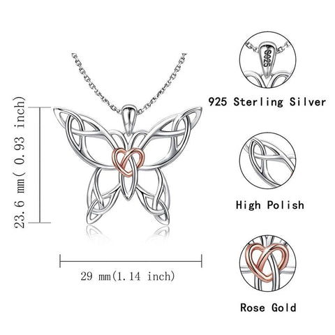 «¡ÇP(46% Only This Week & 15% OFF for 2 Items)925 Sterling Silver Butterfly Heart Necklace Good Luck Gift for Ladies Women Animal necklace MANBU 
