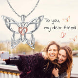 «¡ÇP(46% Only This Week & 15% OFF for 2 Items)925 Sterling Silver Butterfly Heart Necklace Good Luck Gift for Ladies Women Animal necklace MANBU 