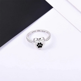 925 Sterling Silver Paw Print Urn for Ashes I Carry You with me Cremation Jewelry Dog Cat Claw Urn Finger Ring for Pet Lovers