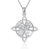 Witches Knot Necklace Sterling Silver Witches Knot Pendant Necklace Celtic Cross Witch Jewelry Witches Knot Amulet Gifts for Women Girls