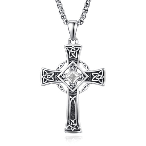 925 Sterling Silver Cross Necklace for Men  Amulet Necklace Protection Jewelry Religious Gifts with 2.5mm 22"+2" Rolo Chain