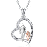 925 Sterling Silver Father Daughter Heart Pendant Necklace from Dad I Love You Forever Jewelry