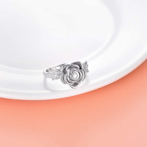 925 Sterling Silver Rose Flower Cremation Urn Ring Ashes Cremation Keepsake Ring Jewelry