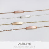 925 Sterling Silver Personalized Bar Anklet Initial Anklet Name Anklet Date Anklet Custom Anklet
