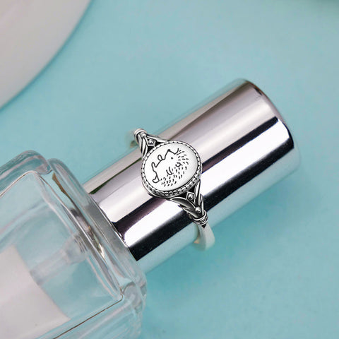 925 Sterling Silver Hedgehog Ring Cute Hedgehog Jewelry Animal Ring