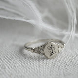 925 Sterling Silver Birth Flower Ring Vintage Flower Signet Ring