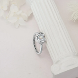 925 Sterling Silver Lab Opal Heart Urn Ring for Ashes Angel Wings Cremation Jewelry Keepsake Rings for Women Gifts