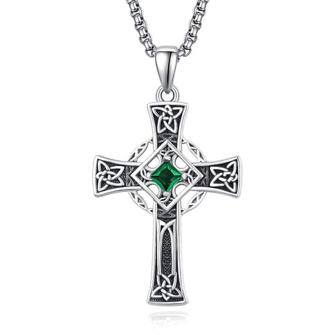 925 Sterling Silver Cross Necklace for Men  Amulet Necklace Protection Jewelry Religious Gifts with 2.5mm 22"+2" Rolo Chain