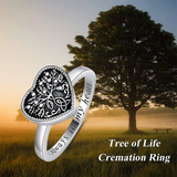925 Sterling Silver Heart Celtic Tree of Life Cremation Urn Ring Holds Loved Ones Ashes Always in My Heart Urn Ring for Ashes for Women