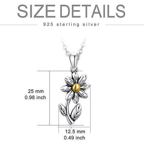 925 Sterling Silver Sunflower Daisy Urn Necklace Keepsake Ashes Cremation Hair Memorial Jewelry