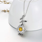925 Sterling Silver Sunflower Daisy Urn Necklace Keepsake Ashes Cremation Hair Memorial Jewelry