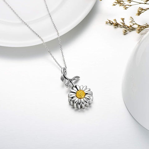 925 Sterling Silver Sunflower Daisy Urn Necklace Keepsake Ashes Cremation Hair Memorial Jewelry
