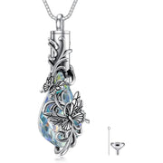 Sterling Silver Rose Sunflower Flower Cremation Necklace For Ashes Crystal Urn Necklace For Women Memorial Jewelry