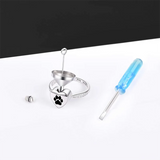 925 Sterling Silver Paw Print Urn for Ashes I Carry You with me Cremation Jewelry Dog Cat Claw Urn Finger Ring for Pet Lovers