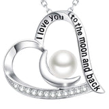 Valentines Day Birthday Gifts I Love You to the Moon and Back Necklace 925 Sterling Silver  Birthstones Necklace for Women