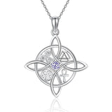 Witches Knot Necklace Sterling Silver Witches Knot Pendant Necklace Celtic Cross Witch Jewelry Witches Knot Amulet Gifts for Women Girls