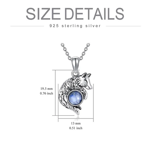 Wolf Necklace 925 Sterling Silver Moonstone Necklace Animal Lovers Jewelry for Women Girl