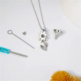 925 Sterling Silver Sunflower Daisy Urn Necklace Keepsake Ashes Cremation Hair Memorial Jewelry