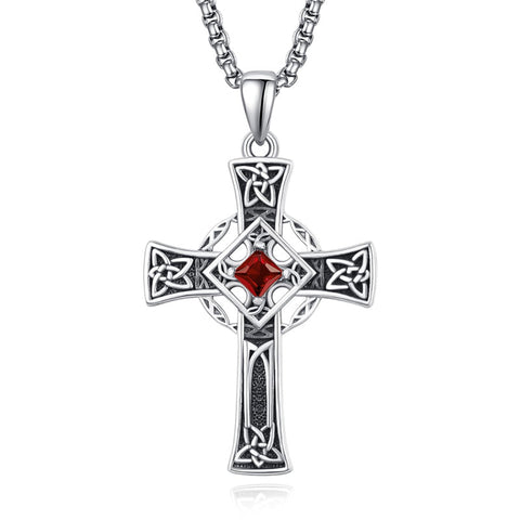 925 Sterling Silver Cross Necklace for Men  Amulet Necklace Protection Jewelry Religious Gifts with 2.5mm 22"+2" Rolo Chain