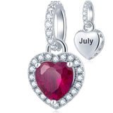 925 Sterling Silver Birthstone Charms Heart Dangle Charm Compatible with Pandora Charm Bracelet Necklace Gifts for Women
